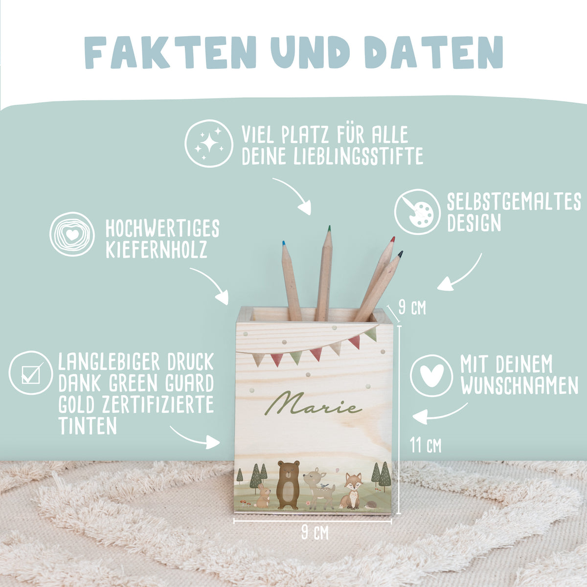 Einschulungs-Set Zeugnismappe und Stiftehalter "Waldmotiv"