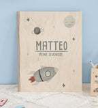 Zeugnismappe Holz Ringbuch "Rakete"
