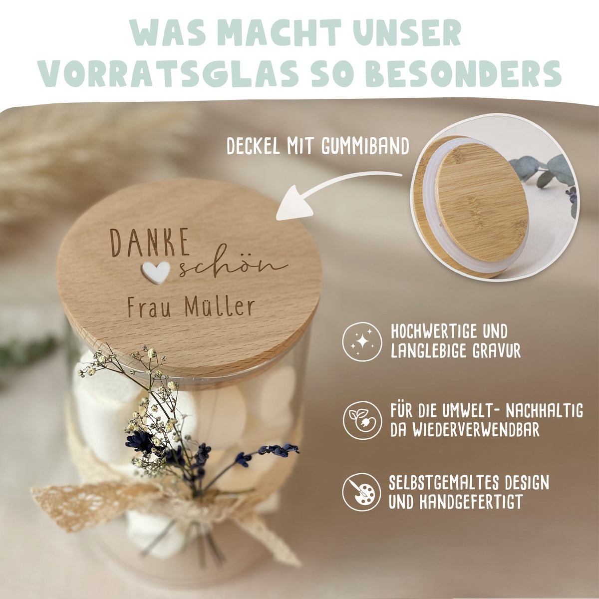 Personalisiertes Vorratsglas "Dankeschön" Abschiedsgeschenk Lehrer/in und Erzieher/in
