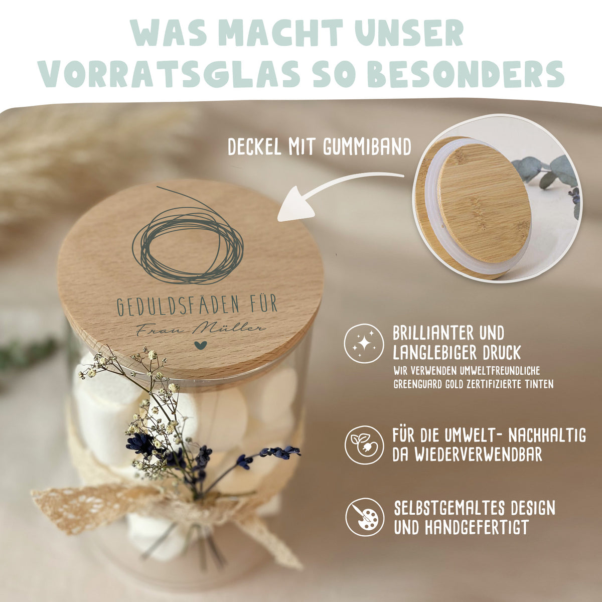 Personalisiertes Vorratsglas "Geduldsfaden" Abschiedsgeschenk Lehrer/in und Erzieher/in
