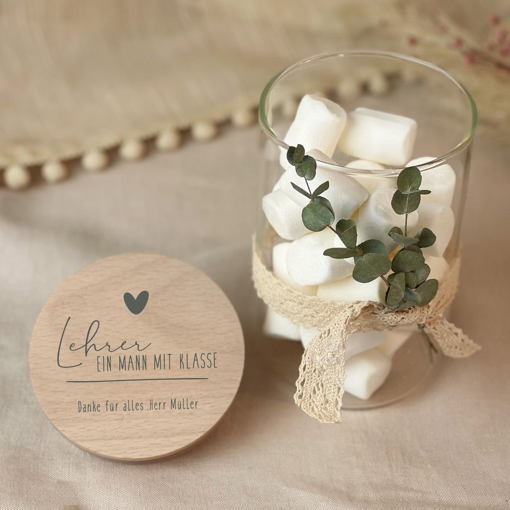Vorratsglas als Abschiedsgeschenk „Lehrer mit Klasse“ personalisiert – Geschenk für Lehrer & Erzieher