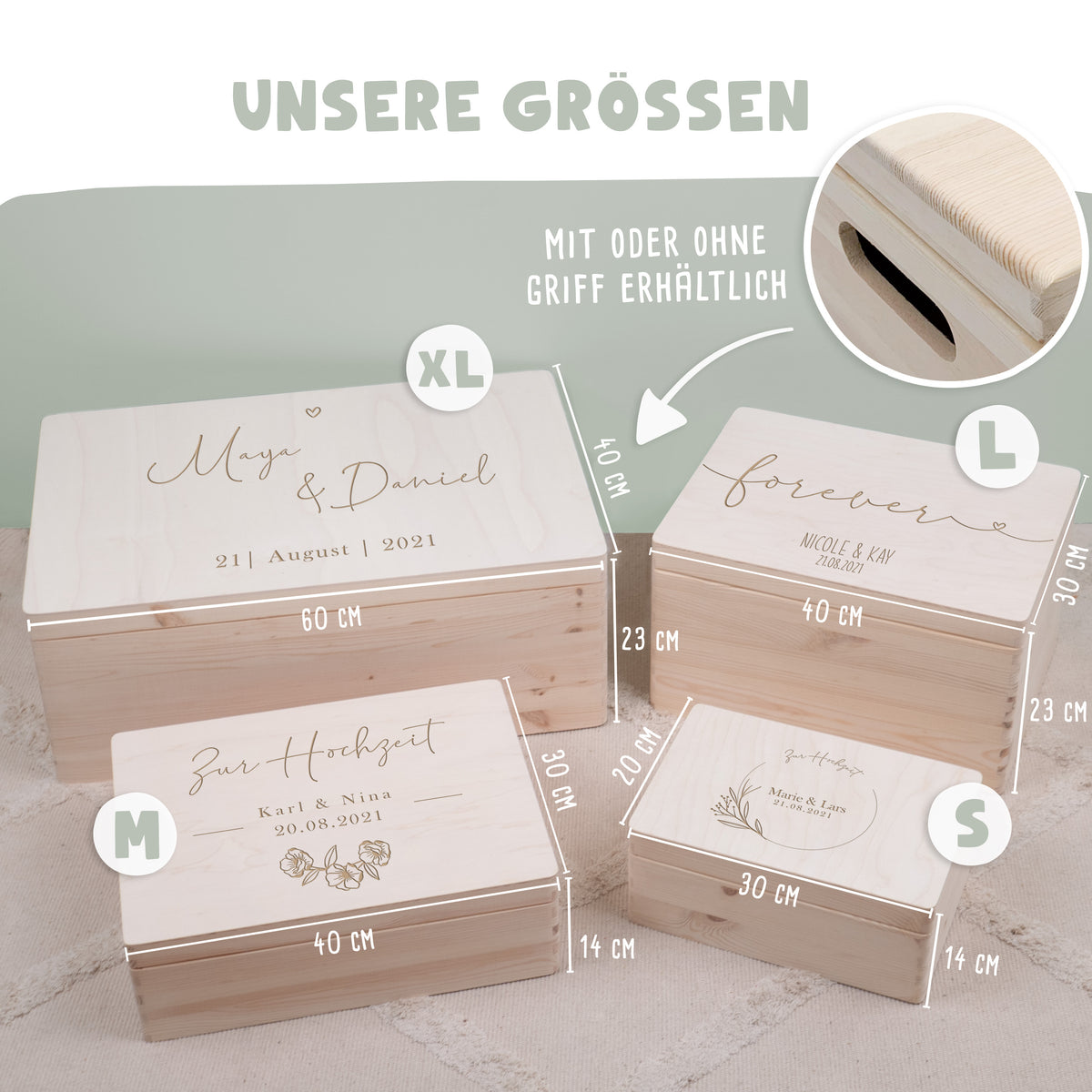 Erinnerungsbox zur Hochzeit „Herz“ personalisiert Gravur