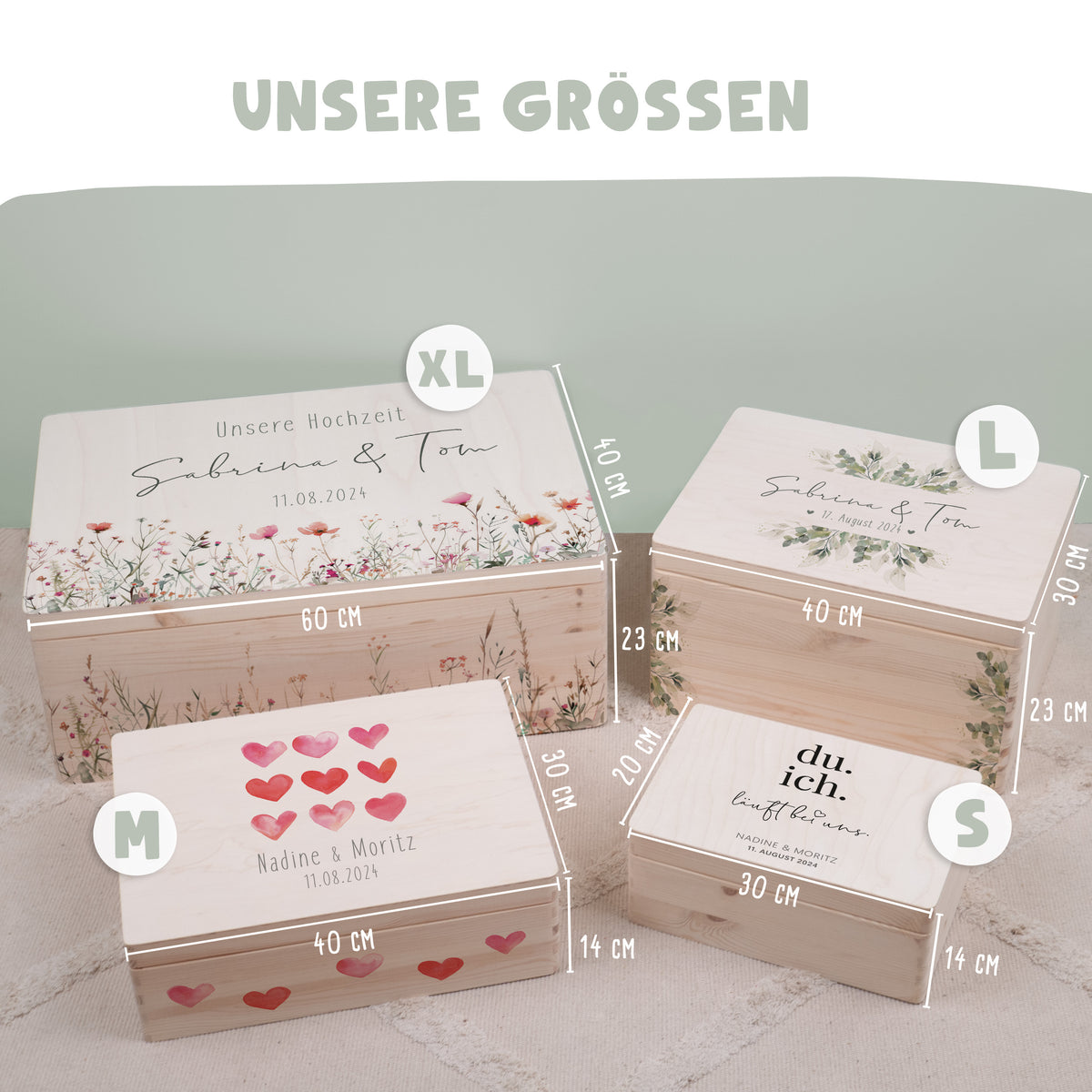 Personalisierte Erinnerungsbox zur Hochzeit Aquarell "Blumenwiese"