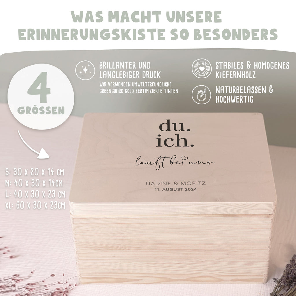 Personalisierte Erinnerungsbox zur Hochzeit Aquarell "läuft bei uns"