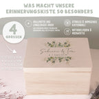Personalisierte Erinnerungsbox zur Hochzeit Aquarell "Blätter"