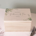 Personalisierte Erinnerungsbox zur Hochzeit Aquarell "Blätter in der Ecke"