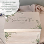 Personalisierte Erinnerungsbox zur Hochzeit Aquarell "Blätter in der Ecke"