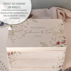 Personalisierte Erinnerungsbox zur Hochzeit Aquarell "Rote Blumen in der Ecke"