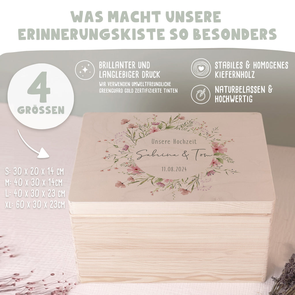 Personalisierte Erinnerungsbox zur Hochzeit Aquarell "Blumenkreis"