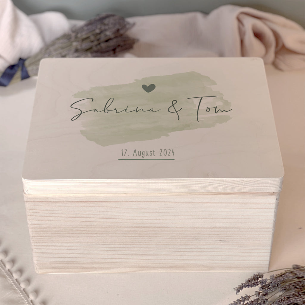 Personalisierte Erinnerungsbox zur Hochzeit Aquarell "Pinselstrich"