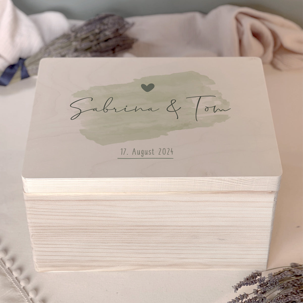 Personalisierte Erinnerungsbox zur Hochzeit Aquarell "Pinselstrich"