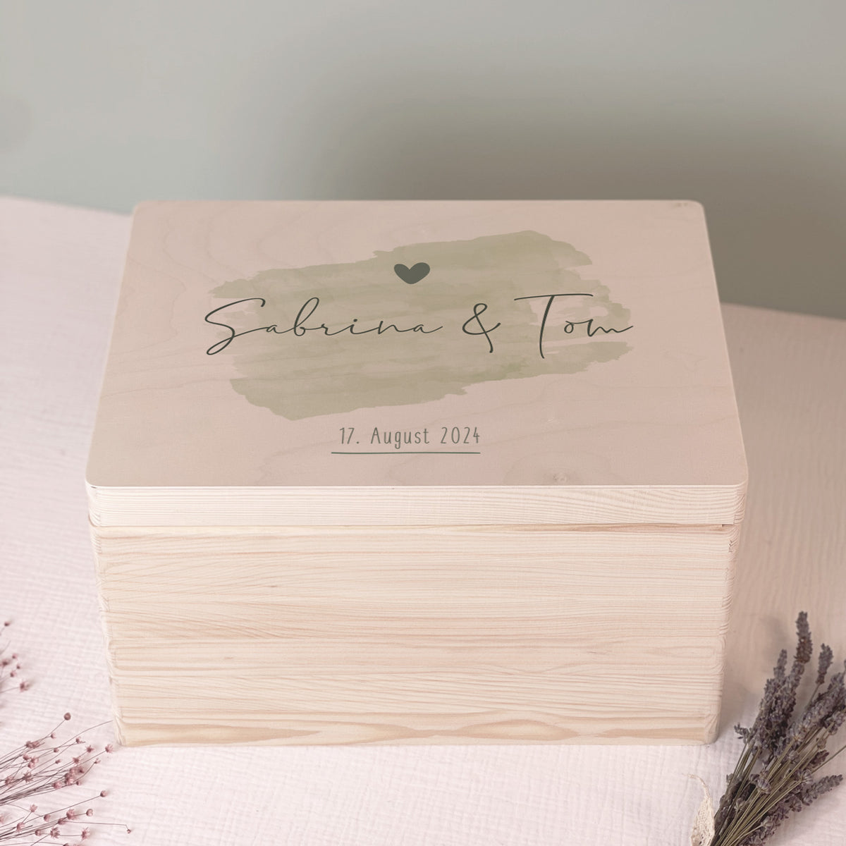 Personalisierte Erinnerungsbox zur Hochzeit Aquarell "Pinselstrich"