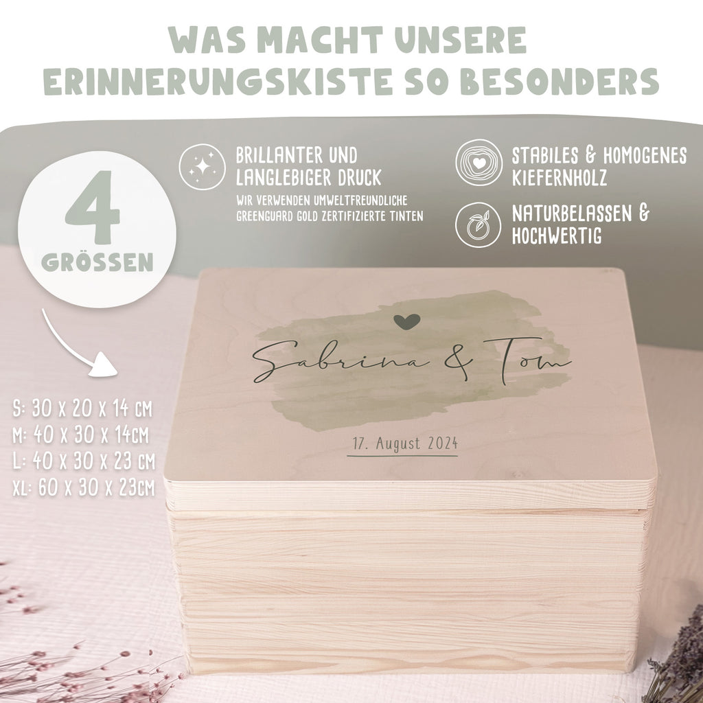 Personalisierte Erinnerungsbox zur Hochzeit Aquarell "Pinselstrich"