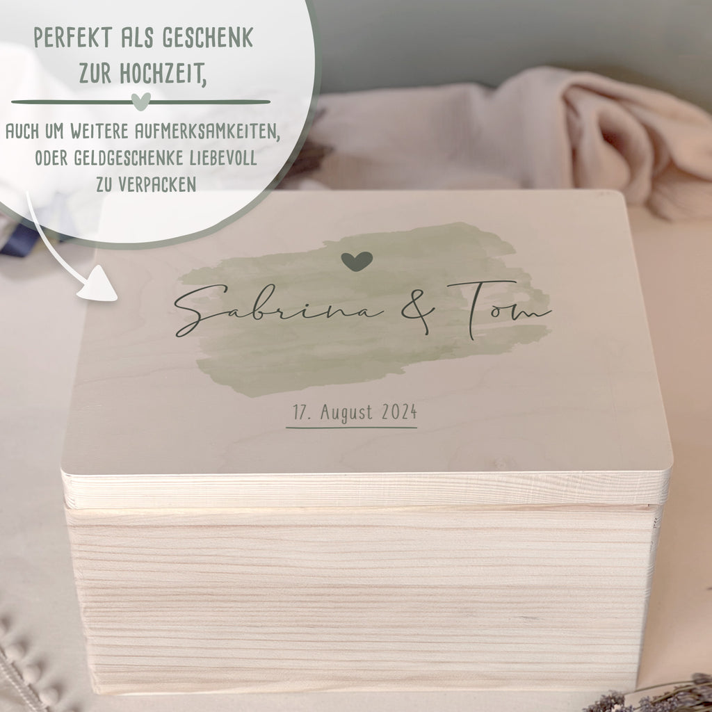 Personalisierte Erinnerungsbox zur Hochzeit Aquarell "Pinselstrich"