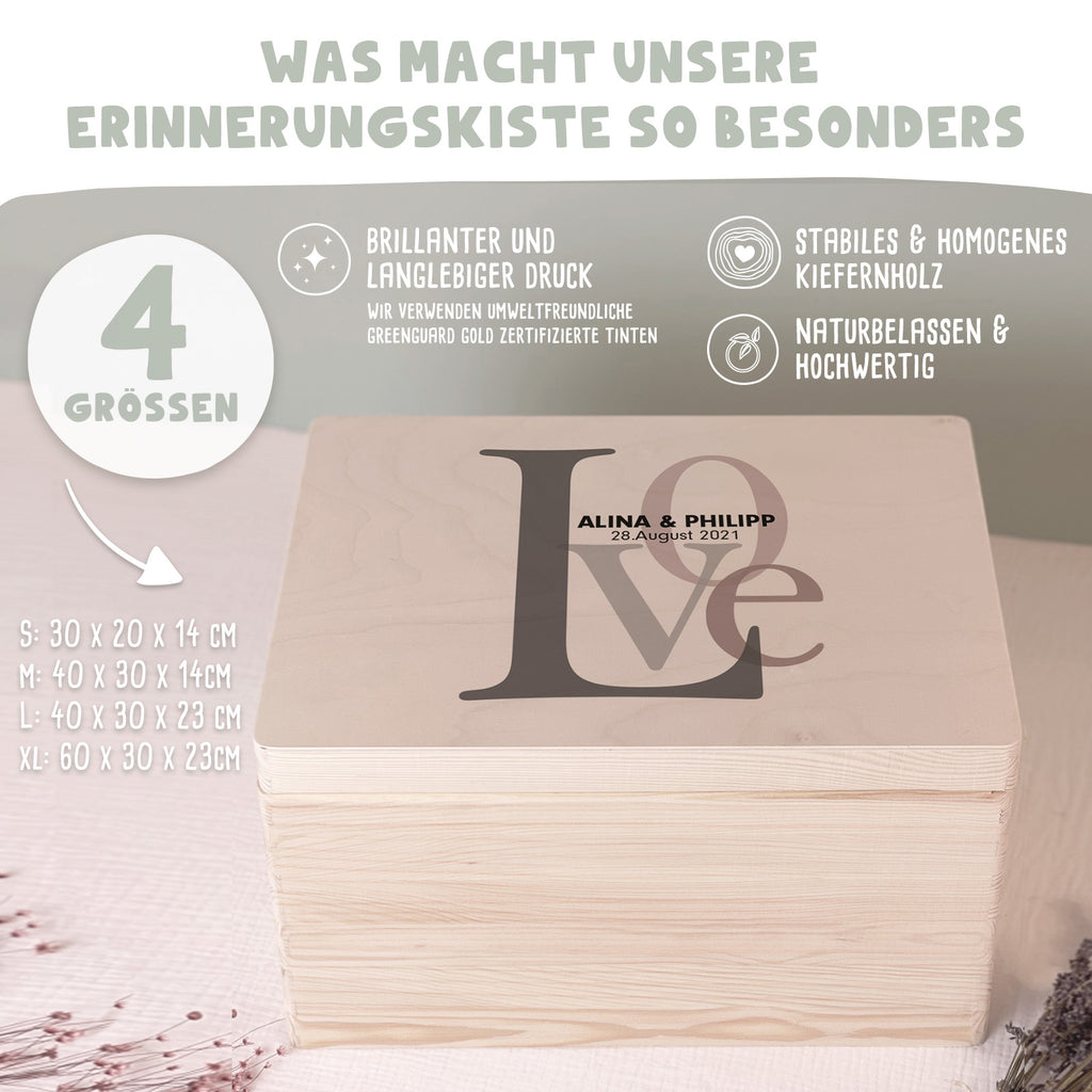 Personalisierte Erinnerungsbox zur Hochzeit Aquarell "Love bunt"
