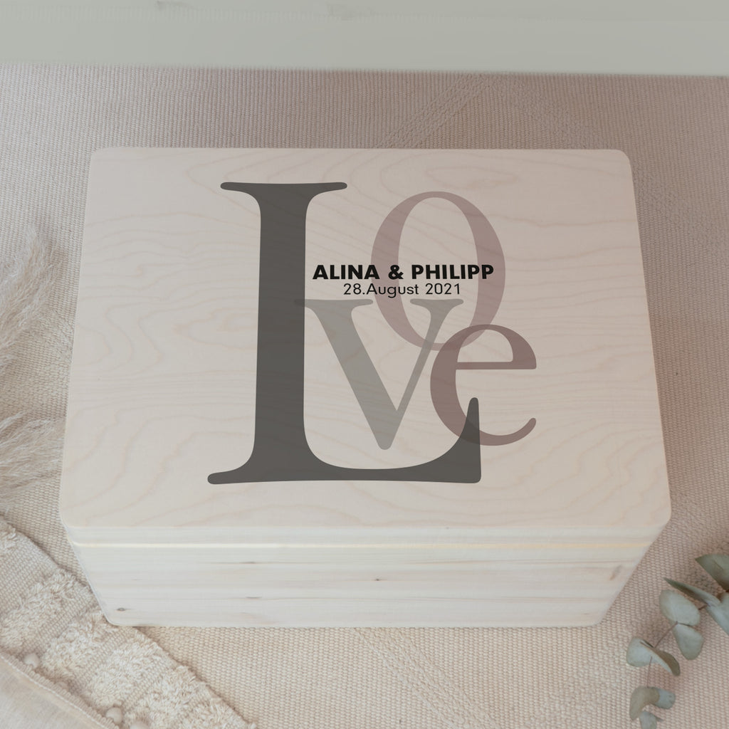 Personalisierte Erinnerungsbox zur Hochzeit Aquarell "Love bunt"