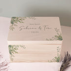 Personalisierte Erinnerungsbox zur Hochzeit Aquarell "Blätter in der Ecke"