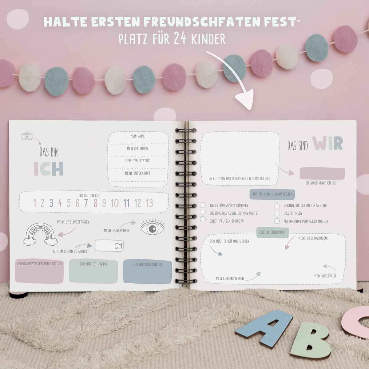 Personalisiertes Freundebuch zur Einschulung "Tiere"