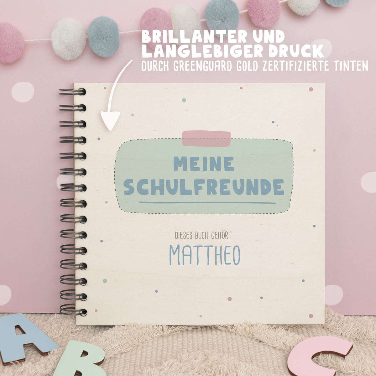 Personalisiertes Freundebuch zur Einschulung "Bunte Punkte"