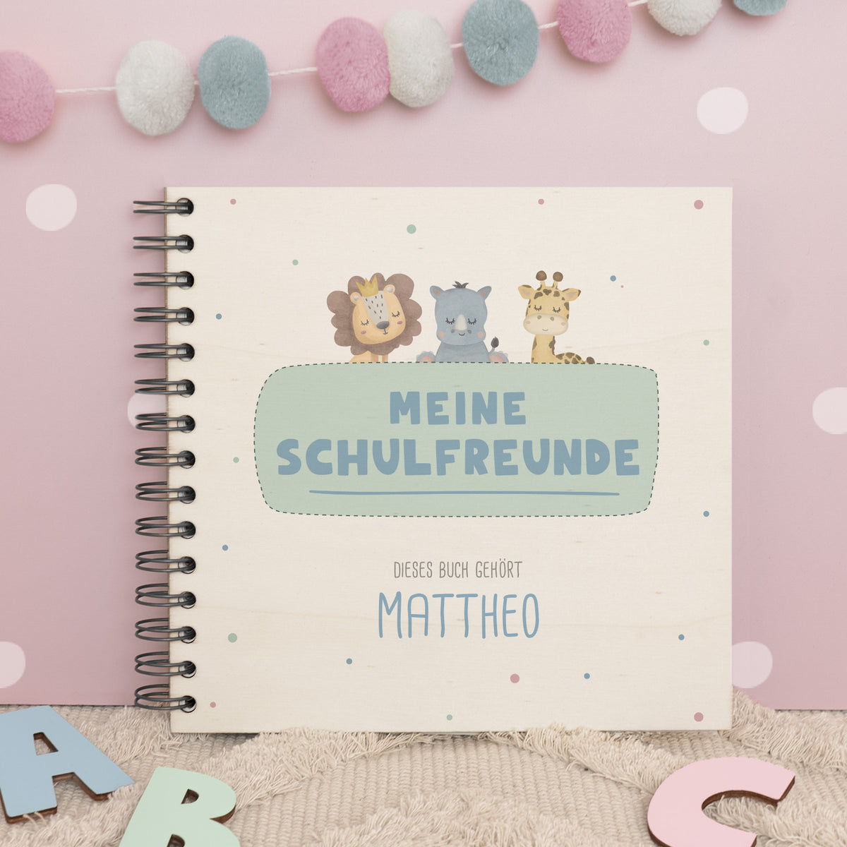 Personalisiertes Freundebuch zur Einschulung "Tiere"