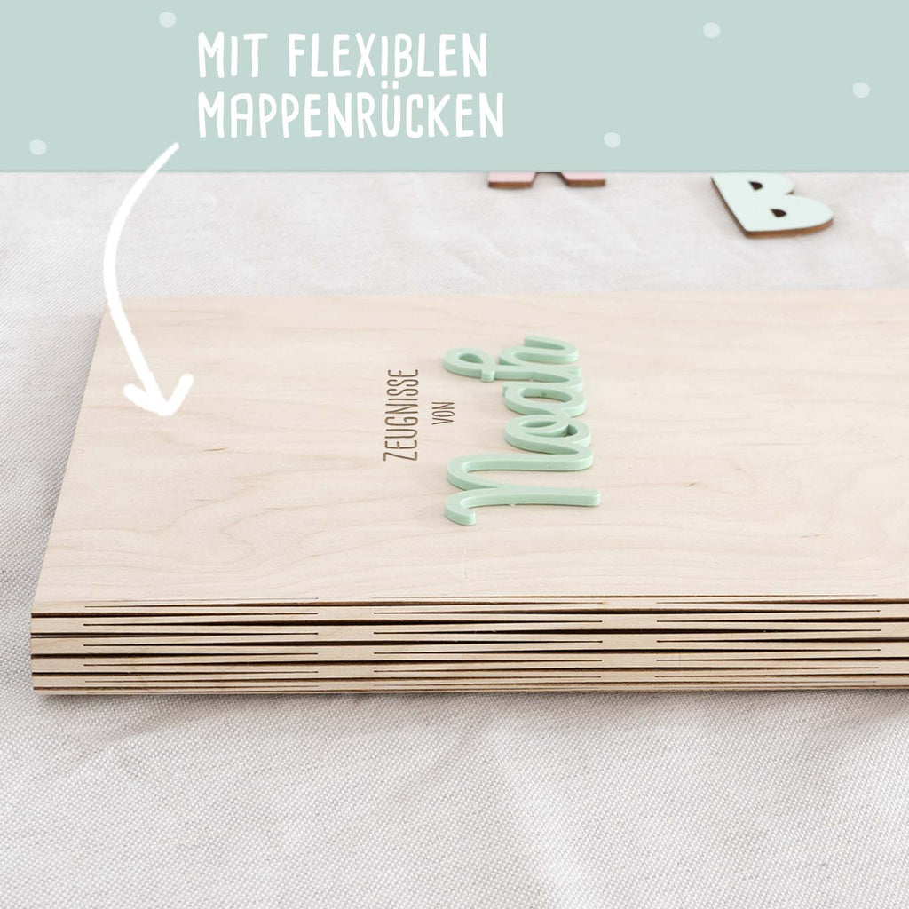Einschulungs-Set Zeugnismappe und Stiftehalter 3D-Name "Sprüche"