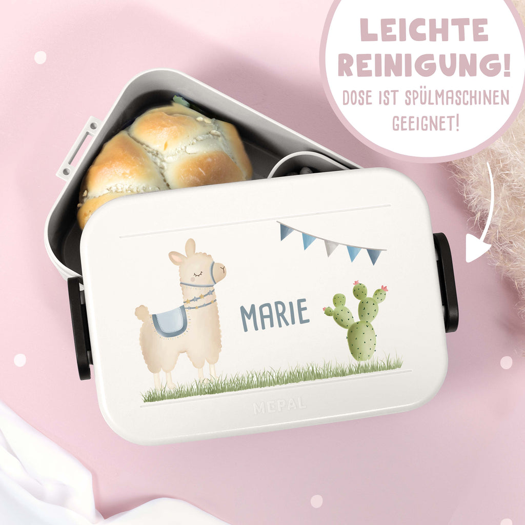 Personalisiertes Set Trinkflasche & Mepal Lunchbox "Alpaka"