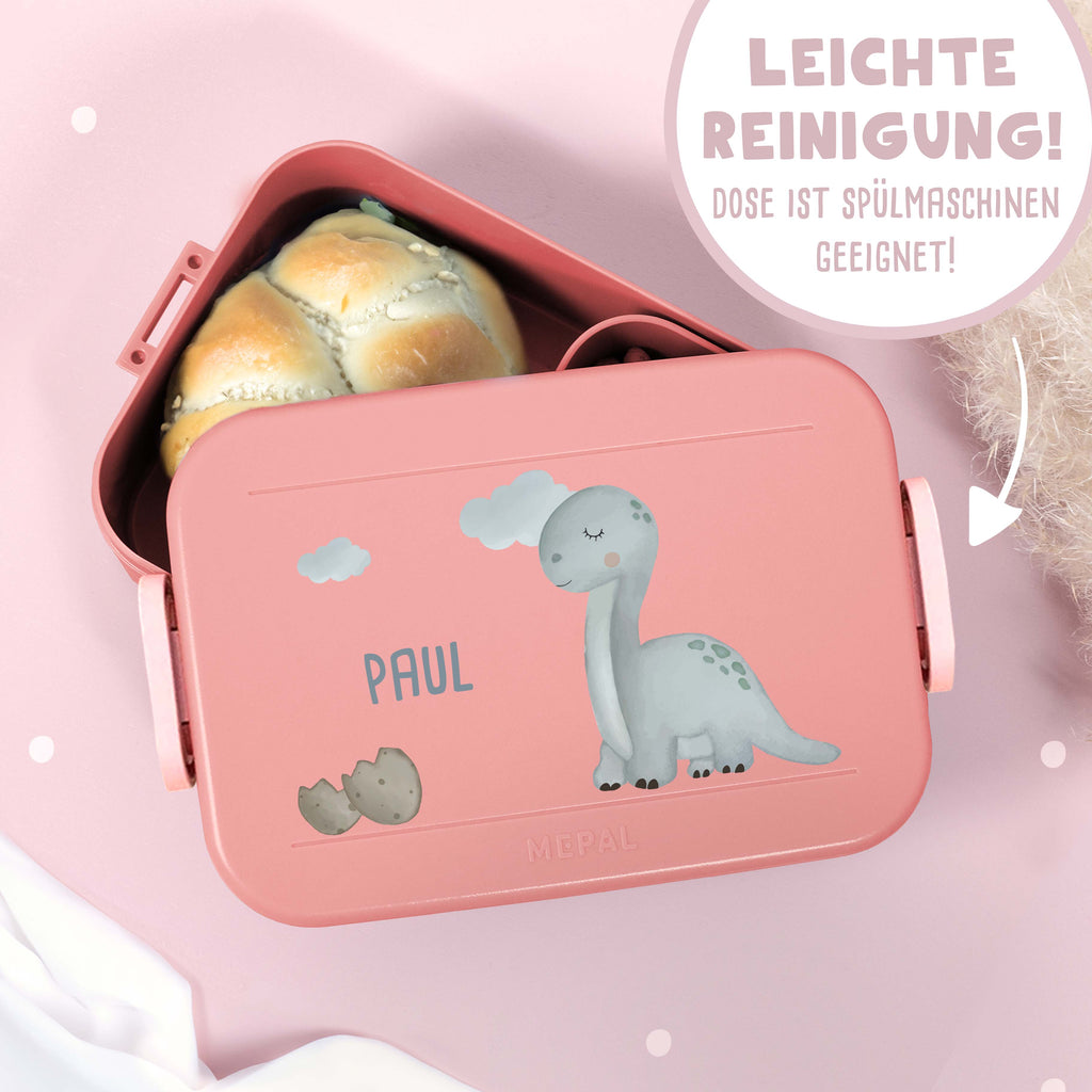 Personalisiertes Set Trinkflasche & Mepal Lunchbox "Dino"