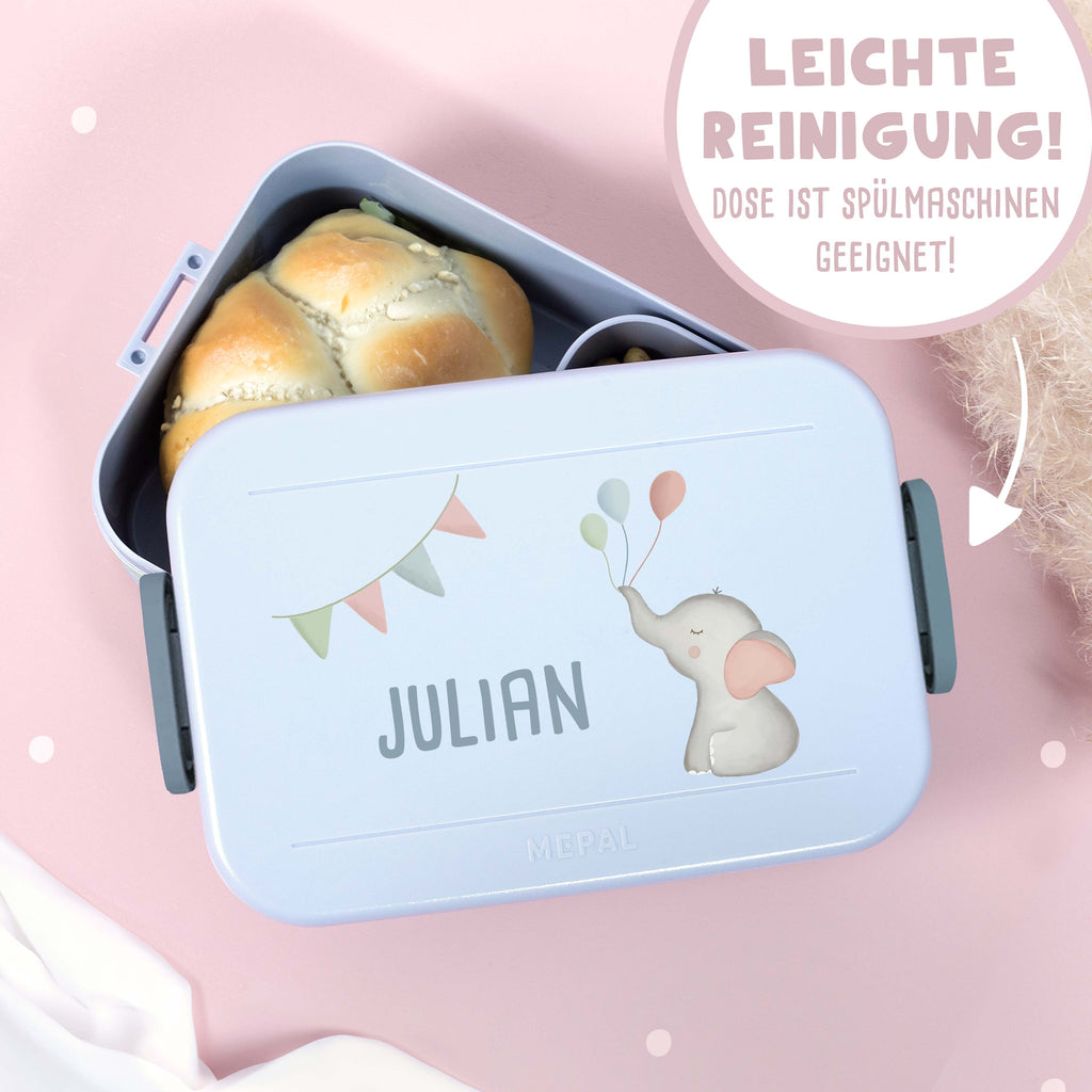 Personalisiertes Set Trinkflasche & Mepal Lunchbox "Elefant"