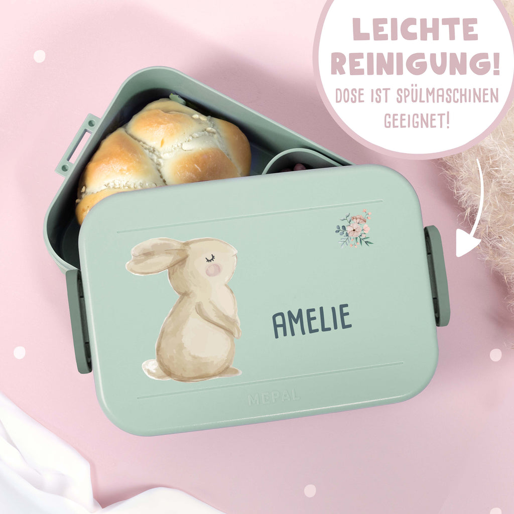 Personalisiertes Set Trinkflasche & Mepal Lunchbox "Hase"