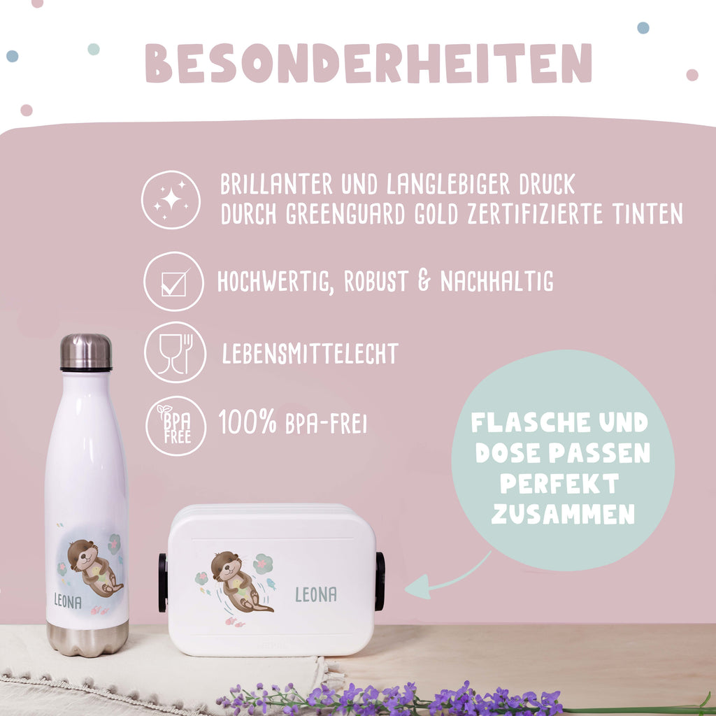 Personalisiertes Set Trinkflasche & Mepal Lunchbox "Otter"