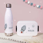 Personalisiertes Set Trinkflasche & Mepal Lunchbox "Rakete"