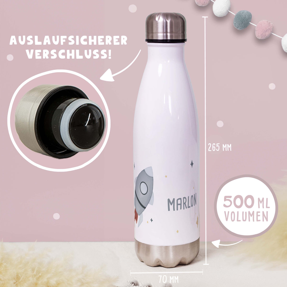 Personalisiertes Set Trinkflasche & Mepal Lunchbox "Rakete"