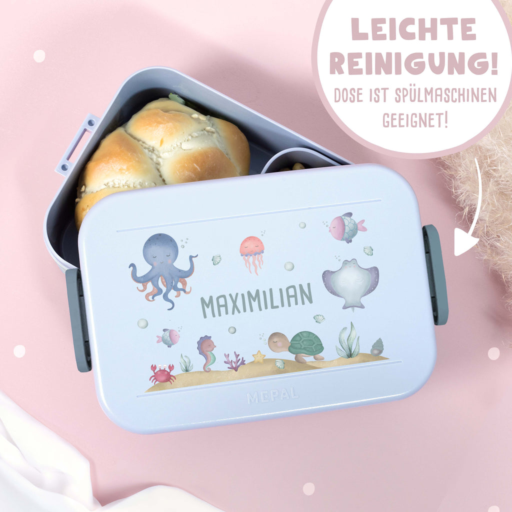 Personalisiertes Set Trinkflasche & Mepal Lunchbox "Unterwasserwelt"