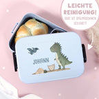 Personalisiertes Set Trinkflasche & Mepal Lunchbox "T-Rex"