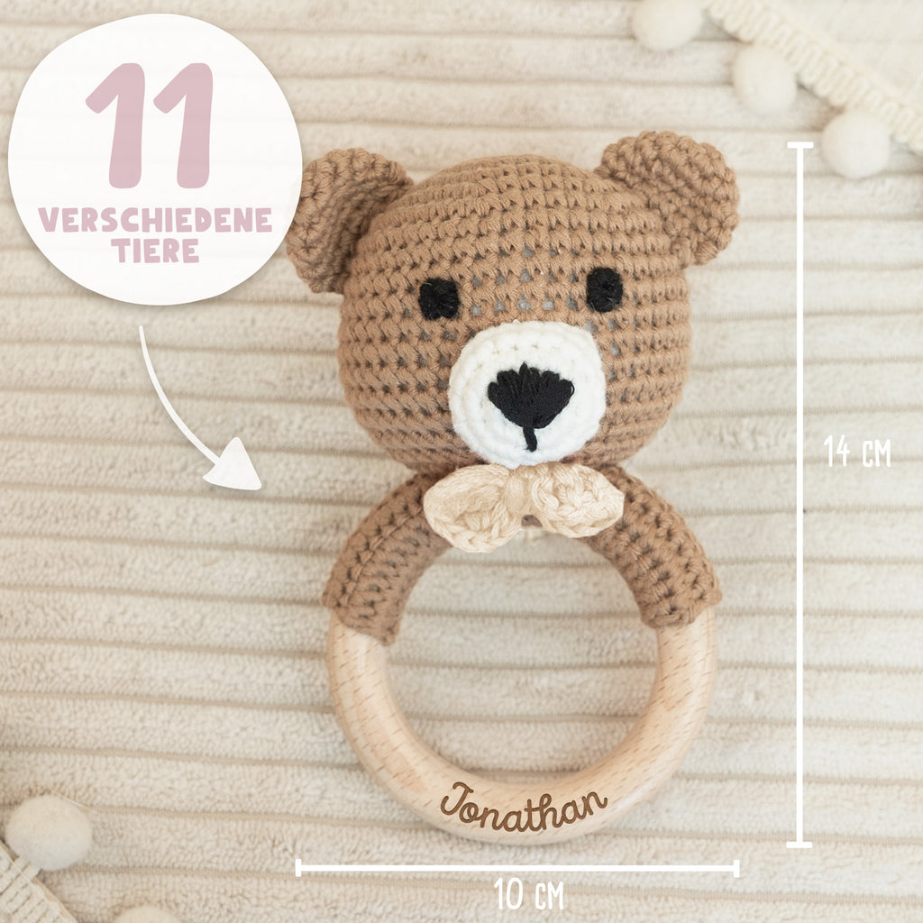 Personalisierte Babyrassel "Bär"