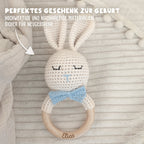 Personalisierte Babyrassel "Hasenjunge"