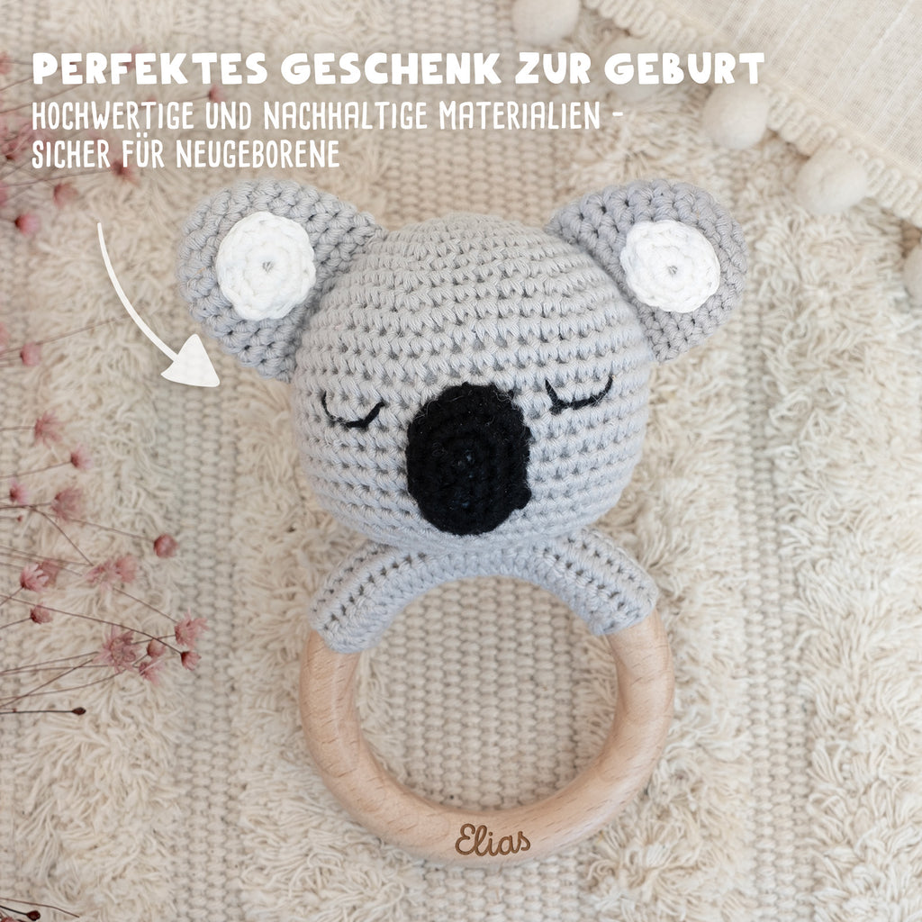 Personalisierte Babyrassel "Koala"