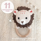 Personalisierte Babyrassel "Löwe"
