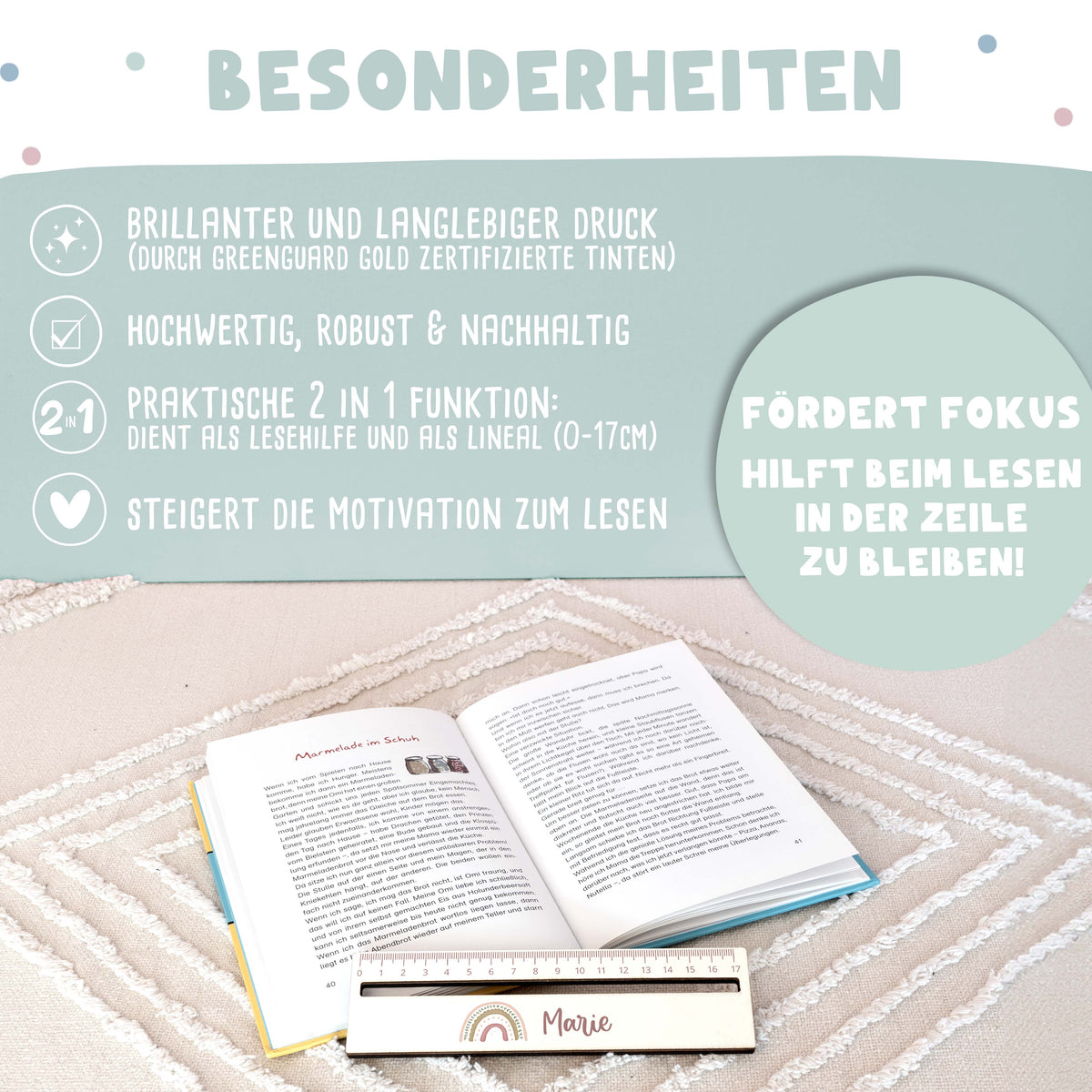 Personalisierte Lesehilfe "Regenbogen Rosa"