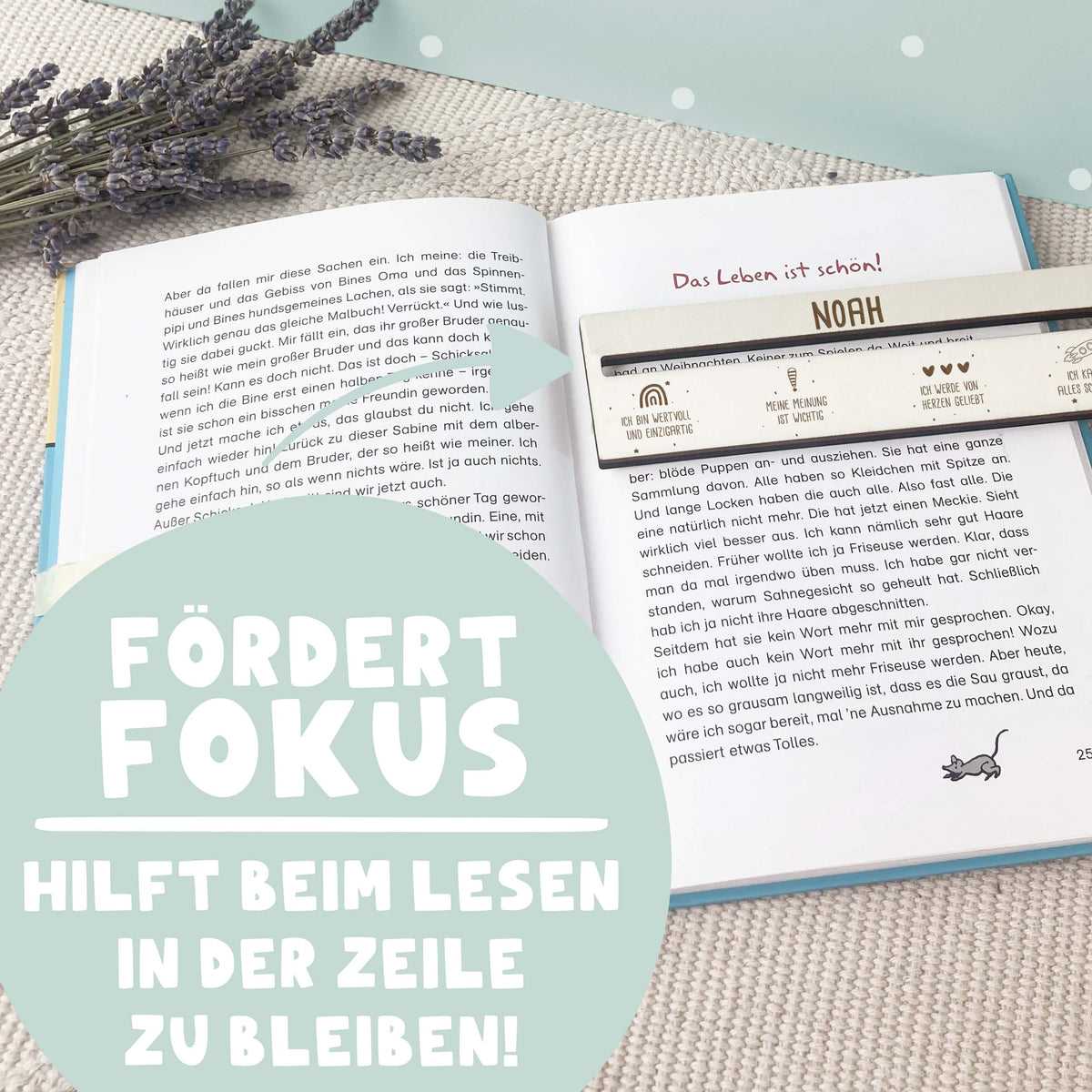 Personalisierte Lesehilfe "Affirmation" Gravur