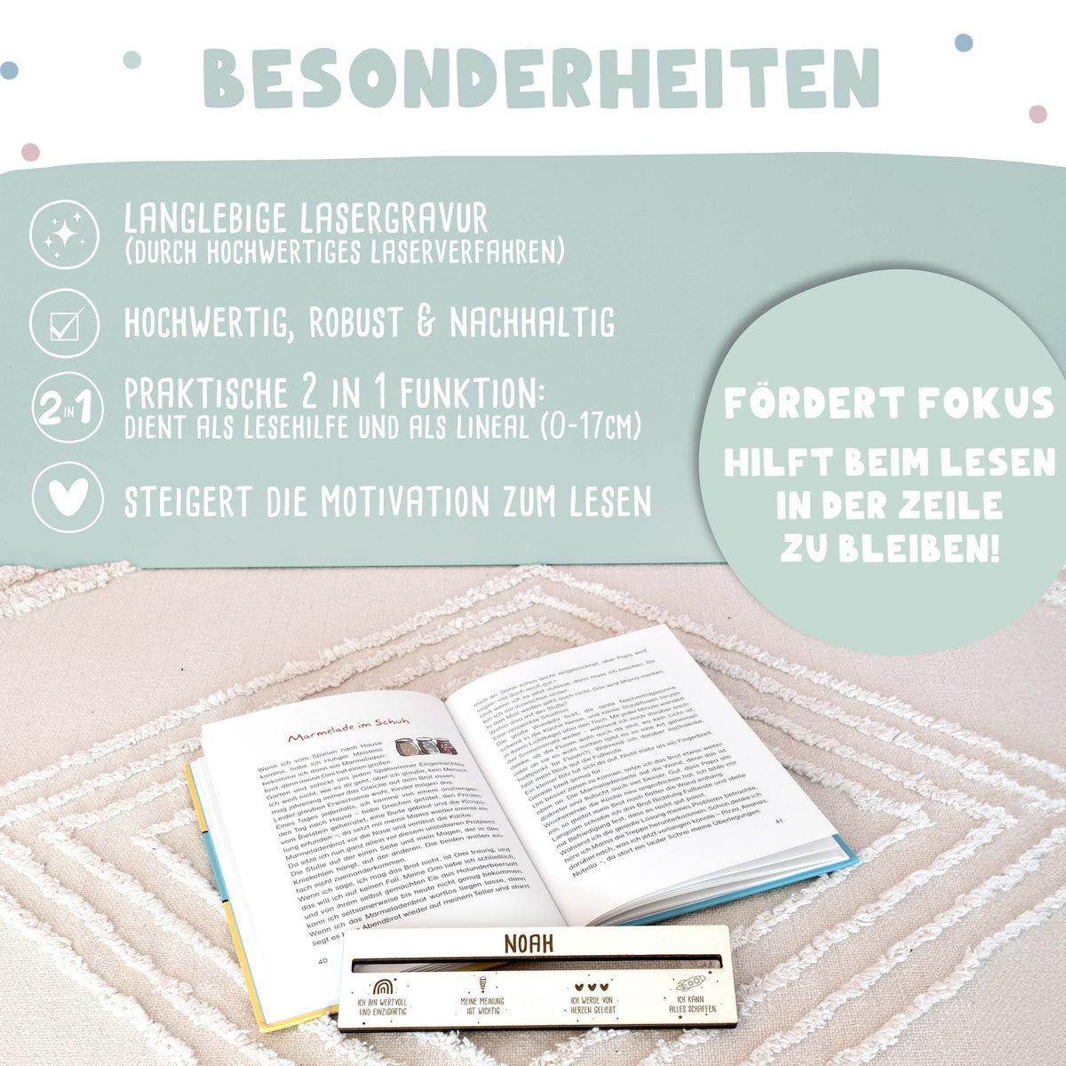 Personalisierte Lesehilfe "Affirmation" Gravur