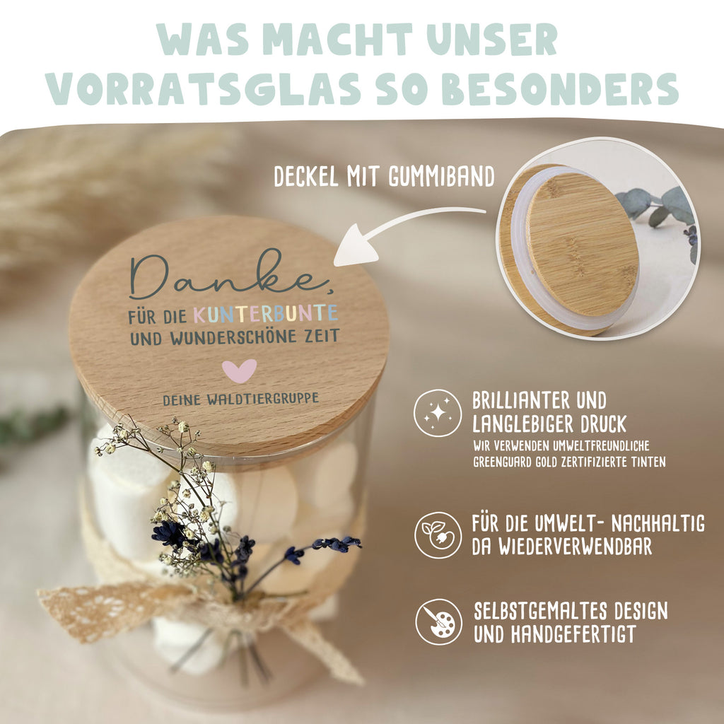 Personalisiertes Vorratsglas "Kunterbunt" Abschiedsgeschenk Lehrer/in und Erzieher/in