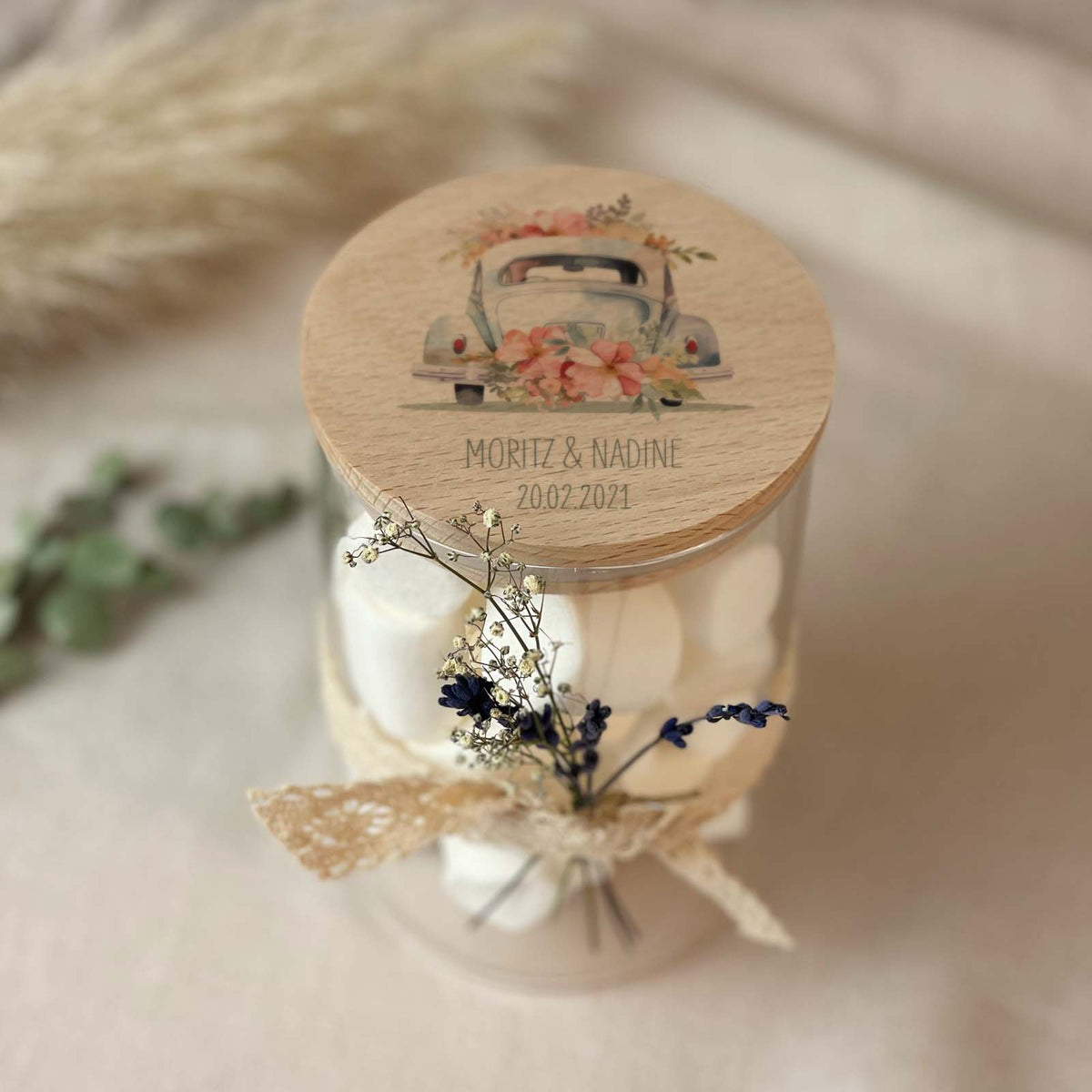 Personalisiertes Vorratsglas "Just married" Hochzeitsgeschenk
