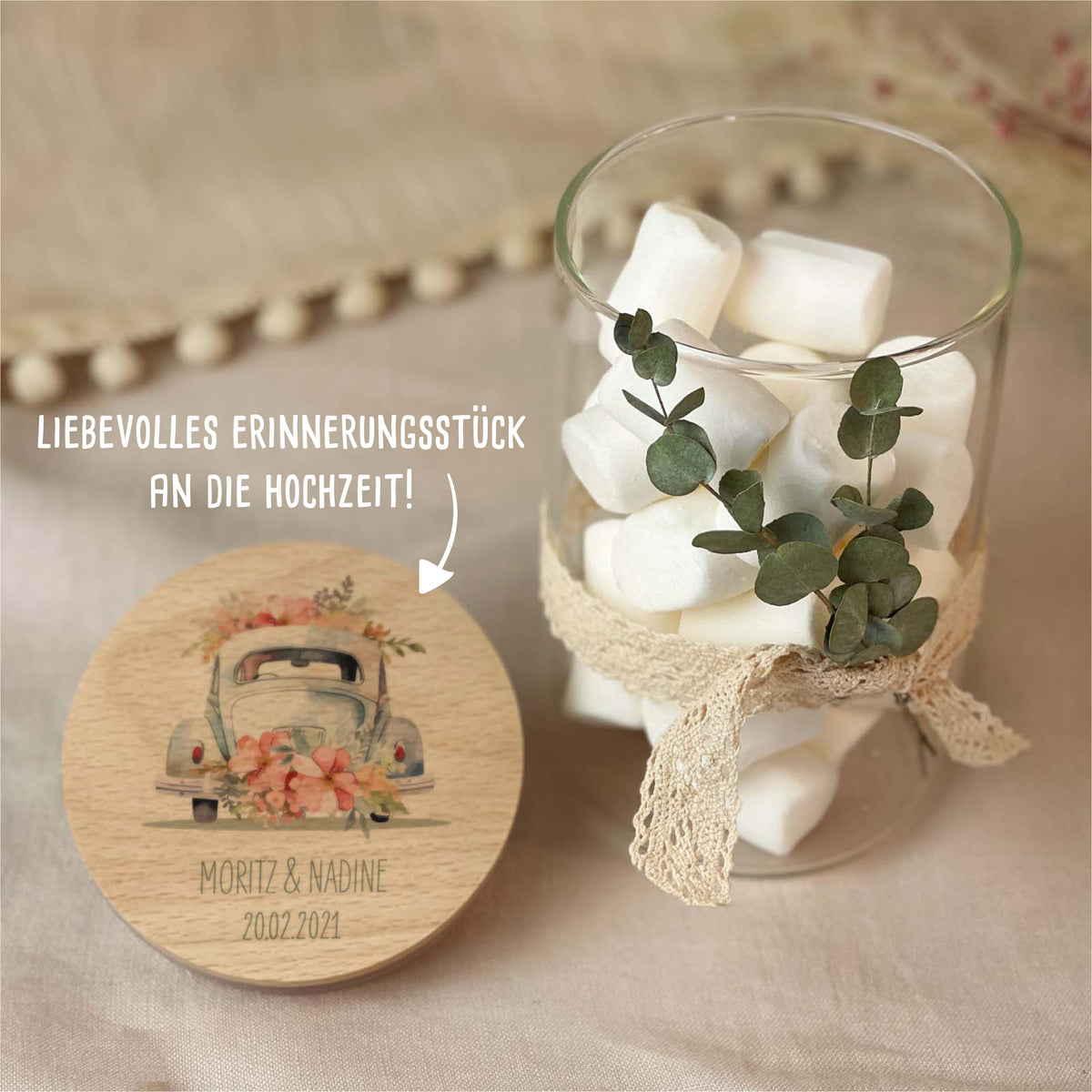 Personalisiertes Vorratsglas "Just married" Hochzeitsgeschenk