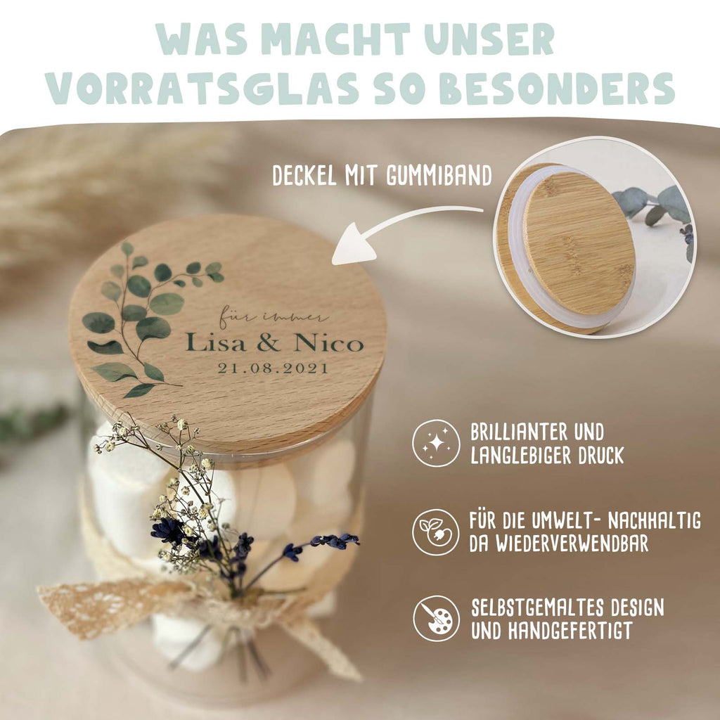 Personalisiertes Vorratsglas "Eukalyptus links" Hochzeitsgeschenk