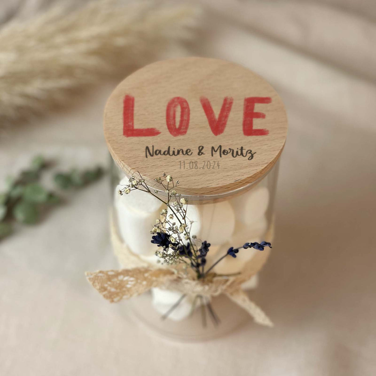 Personalisiertes Vorratsglas "LOVE" Hochzeitsgeschenk