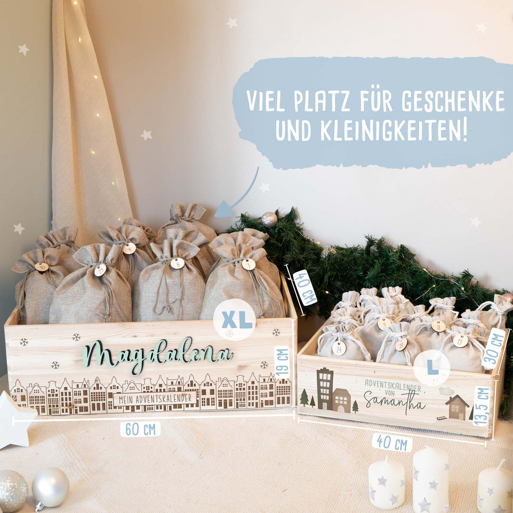 Aquarell-Adventskiste "Zweige in den Ecken", Adventskalender zum Befüllen
