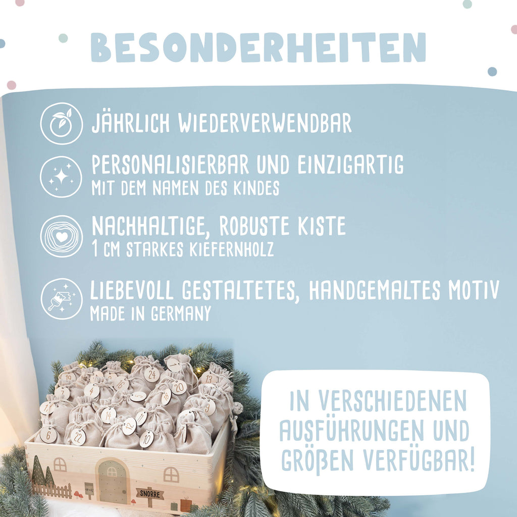 Aquarell-Adventskiste "Wichtel", Adventskalender zum Befüllen