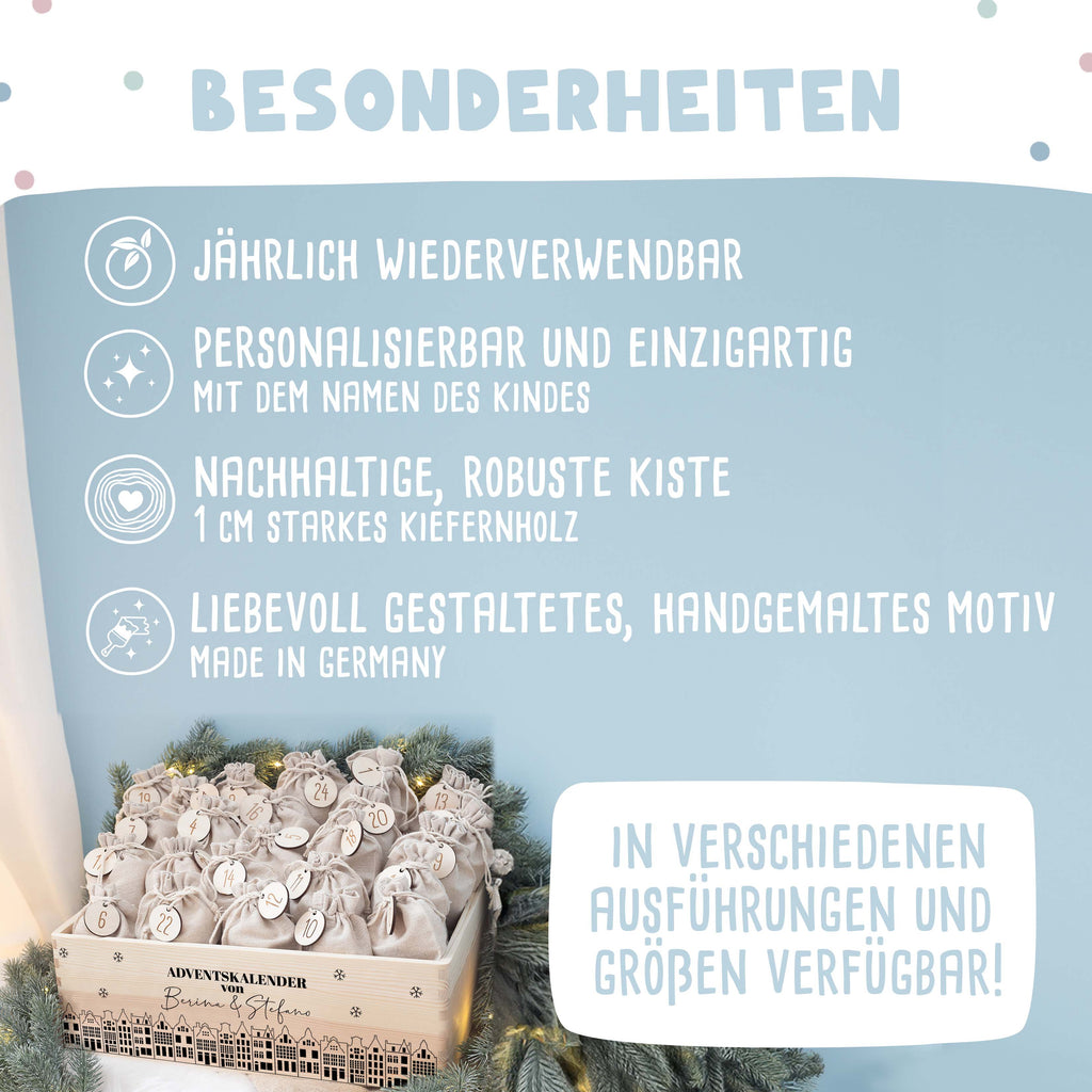 Aquarell-Adventskiste für Paare "Stadt", Pärchen-Adventskalender zum Befüllen