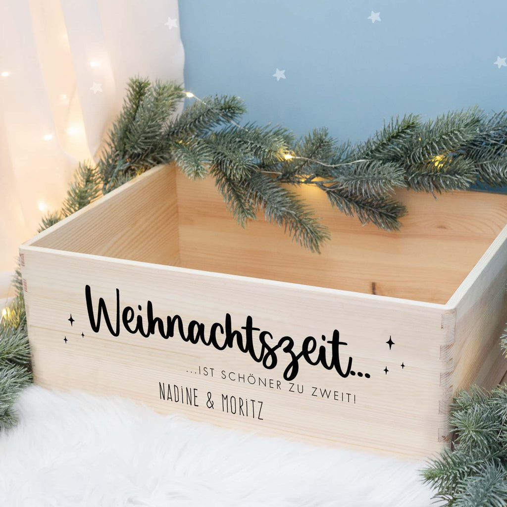 Aquarell-Adventskiste für Paare "Weihnachtszeit", Pärchen-Adventskalender zum Befüllen